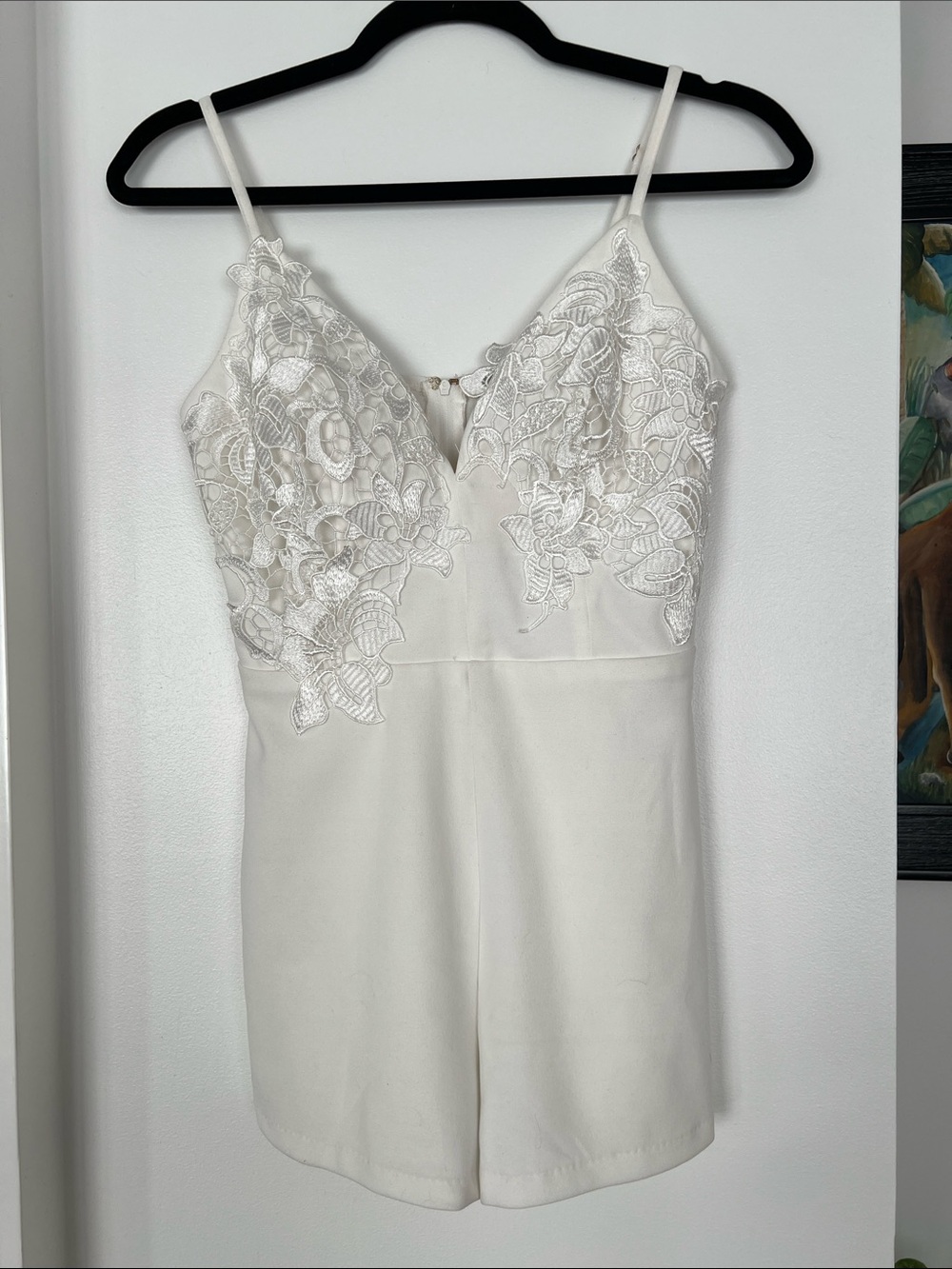 Lace-Trim Chemise Romper with Adjustable Straps